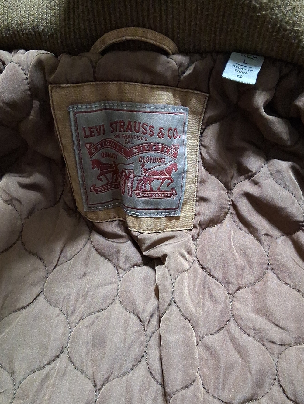 LEVI'S STRAUSS JACKET Jean Men LARGE BROWN Trucker ? Denim Used Coat LINED - Picture 7 of 7